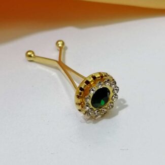 گیره دوشاخه طلایی نگین دار