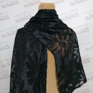 روسری مشکی حریر ابریشم اطلسی نگین کوب مجلسی وارداتی