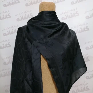 روسری ابریشم بامبو ژاکارد مشکی مجلسی