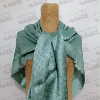روسری ابریشم ژاکارد لمه وارداتی سبز آدامسی