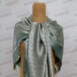 روسری ابریشم ژاکارد لمه وارداتی نقره ای